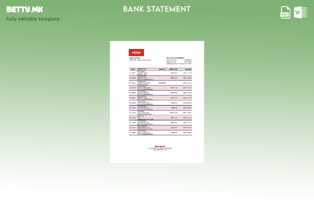 модерен стил Мозамбик Moza банка извод шаблон ексел